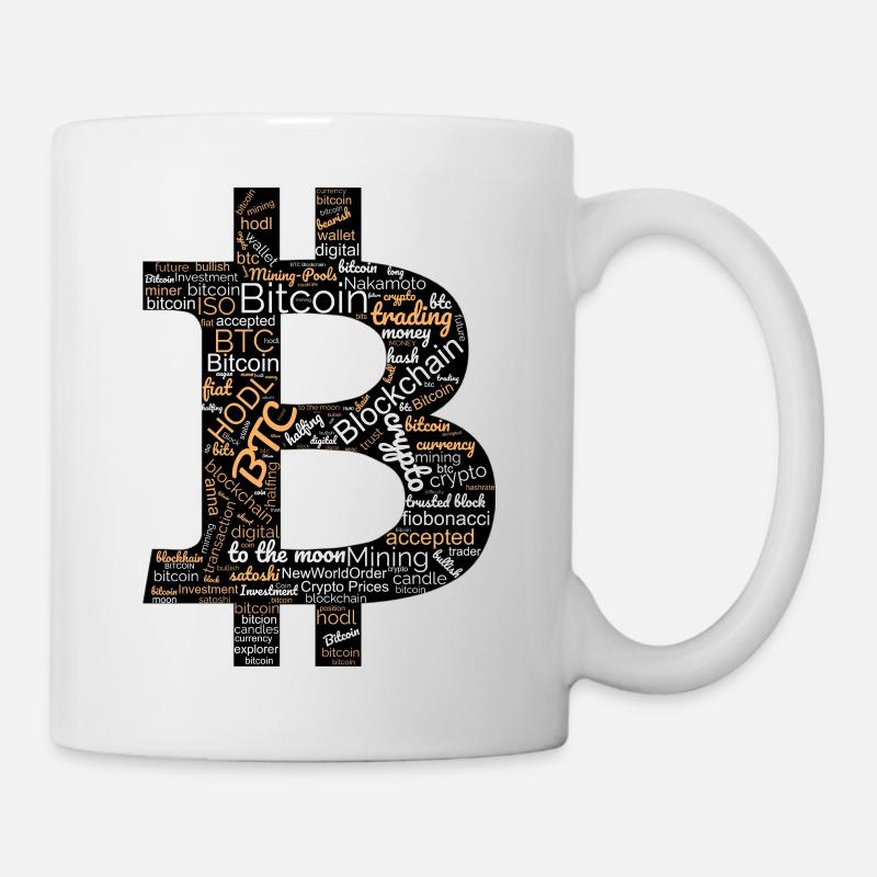 Bitcoin BTC Crypto Word Cloud Art - Mug - white