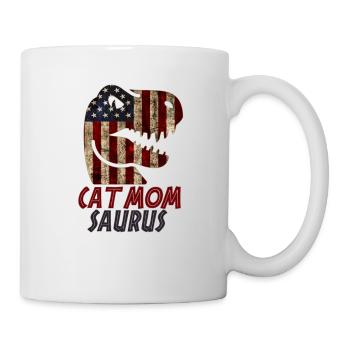 Chat patriotique maman Dinosaure - Mug blanc - blanc - Droite