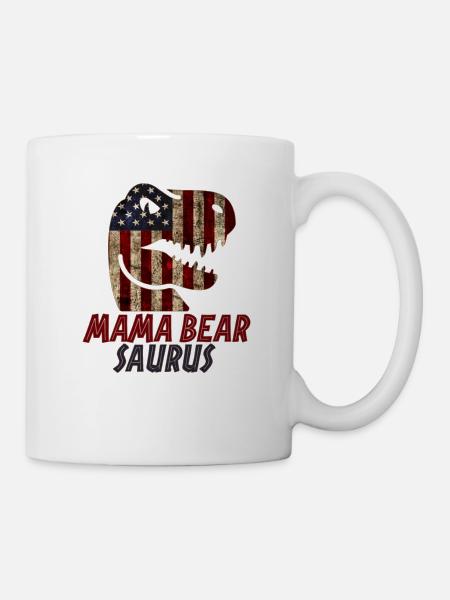 Patriotic Mama bear Dinosaur - Tasse - Weiß