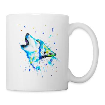 Blauer heulender Wolf - Tasse - Weiß - Rechts