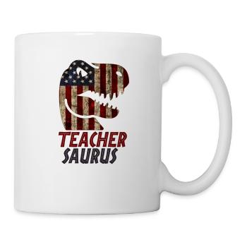 Patriotic Teacher Dinosaur - Tasse - Weiß - Rechts