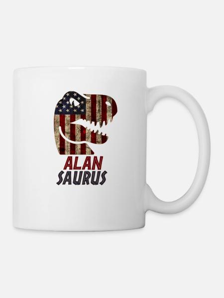 Patriotic Alan Dinosaur Alansaurus - Tasse - Weiß
