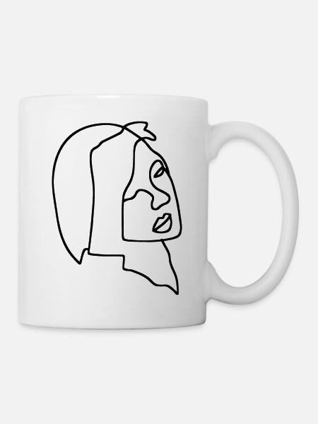 Frauen Linienkunst - Tasse - Weiß