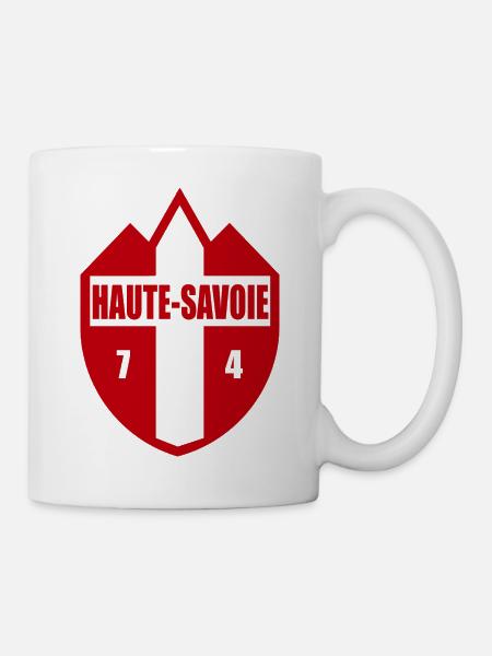 Haute Savoie 74 Montagnes drapeau armoiries - Mug blanc - blanc