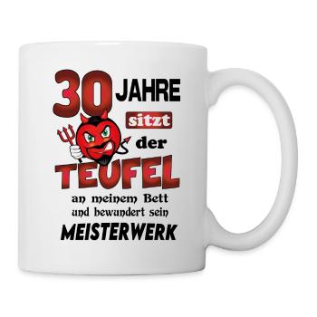 Geburtstag Lustig Teufel Devil Alter Jahre 30 - Tasse - Weiß - Rechts