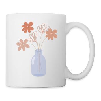 Blumen in Vase - Tasse - Weiß - Rechts
