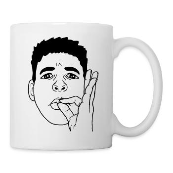 Gesicht Mund küssen Handgeste - Tasse - Weiß - Rechts