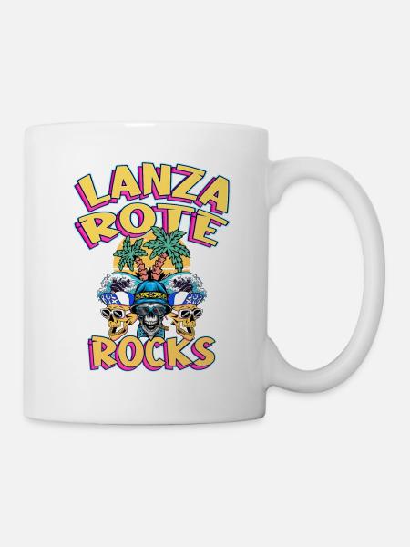 Lanzarote Sommer Sonne Strand Palmen Totenkopf - Tasse - Weiß