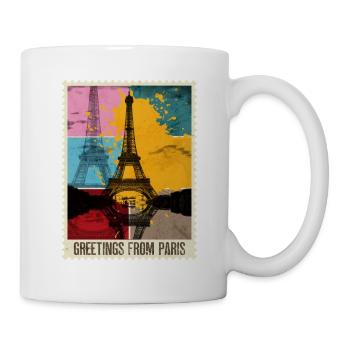 Paris Frankreich Stadt Skyline Briefmarke - Tasse - Weiß - Rechts