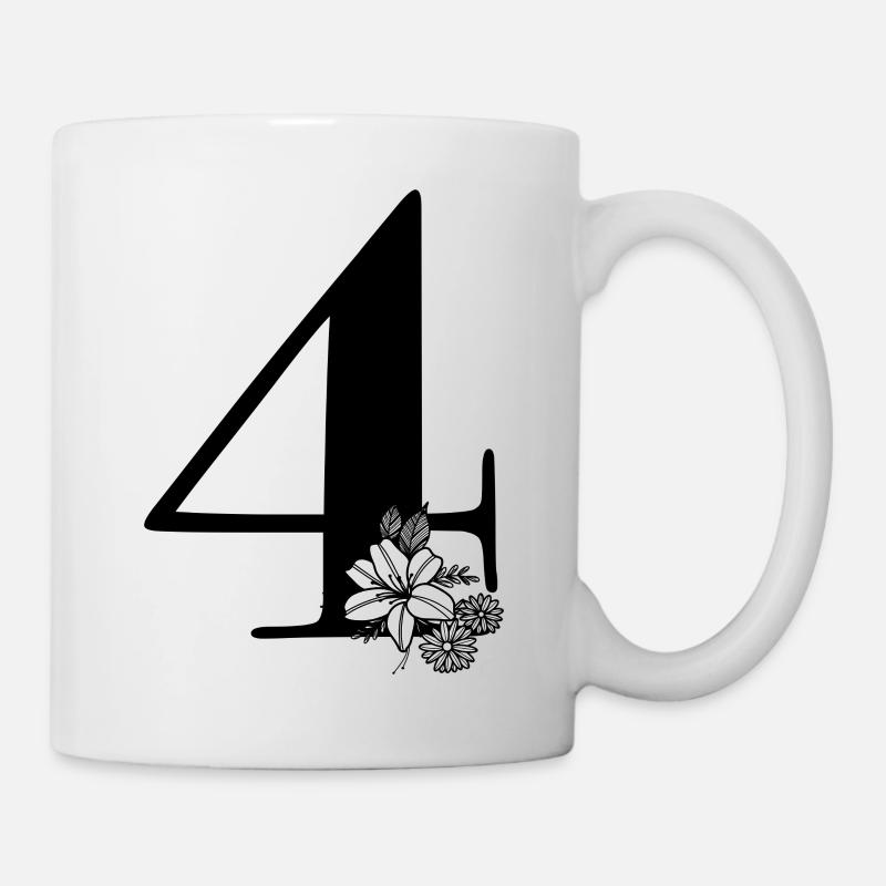 Zahl 4 - Tasse - Weiß