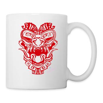 Masque rouge 2 - Mug blanc - blanc - Droite
