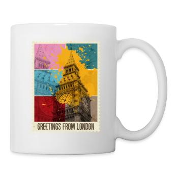 London England UK City Skyline Stamp Colorful - Mug - white - Right