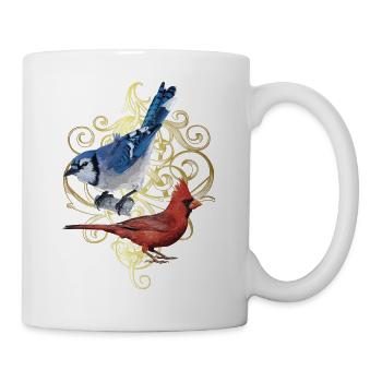 The Northern Cardinal and the Blue Jay - Mug - white - Right