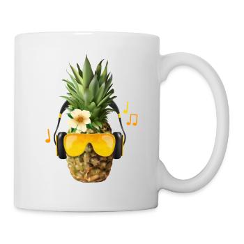 Fette Ananas Beats - T-Shirt Sommermotiv - Tasse - Weiß - Rechts