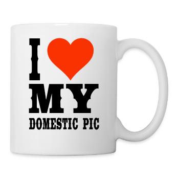 Ich liebe mein Hausschwein T-Shirt - Tasse - Weiß - Rechts