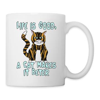 La vie est belle, un chat la rend meilleure. - Mug blanc - blanc - Droite