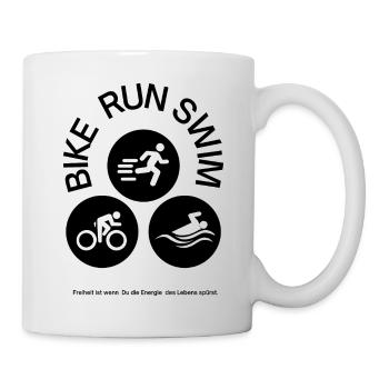 Bike run swim - Tasse - Weiß - Rechts