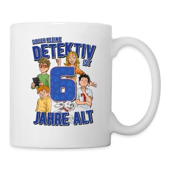 TKKG Junior 6. Geburtstag Sechs Blau Geschenk - Tasse - Weiß - Rechts