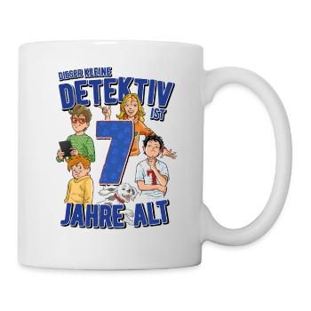 TKKG Junior 7. Geburtstag Sieben Blau Geschenk - Tasse - Weiß - Rechts