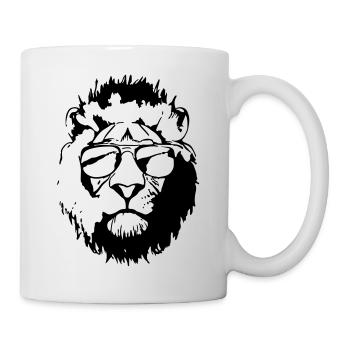 Lion avec lunettes de soleil Idée cadeau Lion - Mug blanc - blanc - Droite