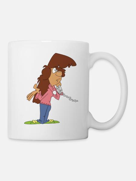 mädchen telefon telefonier brünett alltag haushalt - Tasse - Weiß