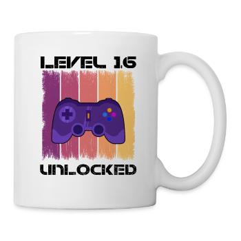 Level 16 Unlocked Zocker Gamer Geburtstag Gaming - Tasse - Weiß - Rechts