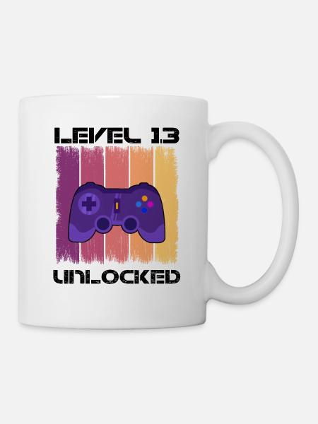 Level 13 Unlocked Zocker Gamer Geburtstag Gaming - Tasse - Weiß
