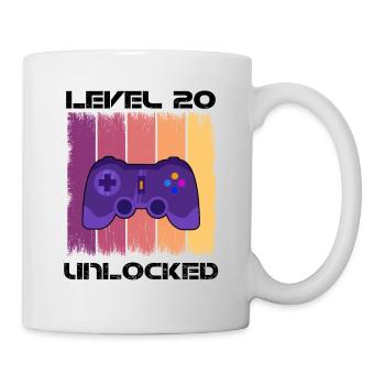 Level 20 Unlocked Zocker Gamer Geburtstag Gaming - Tasse - Weiß - Rechts