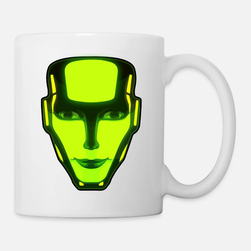 Neon Robot Face - Tasse - Weiß