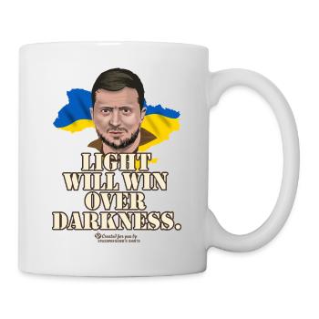 Zelensky T-Shirt Design Quote Light Darkness - Mug - white - Right