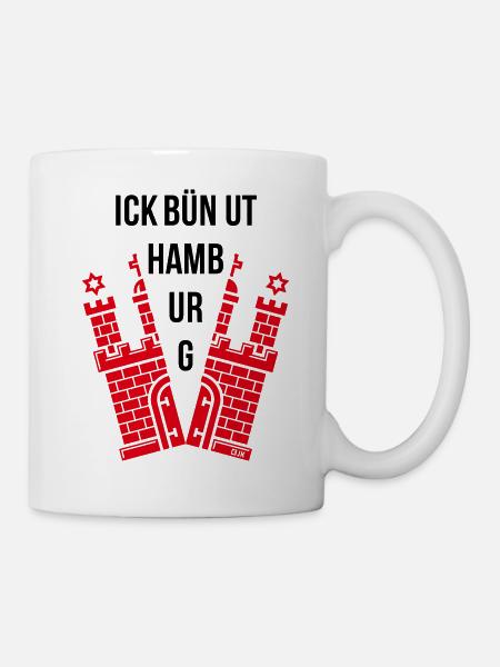 Ick Bün Ut Hamburg (Plattdeutsch / Wappen) - Tasse - Weiß