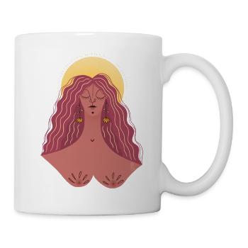 Zufriedene Frau - Tasse - Weiß - Rechts
