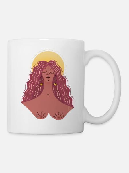 Zufriedene Frau - Tasse - Weiß