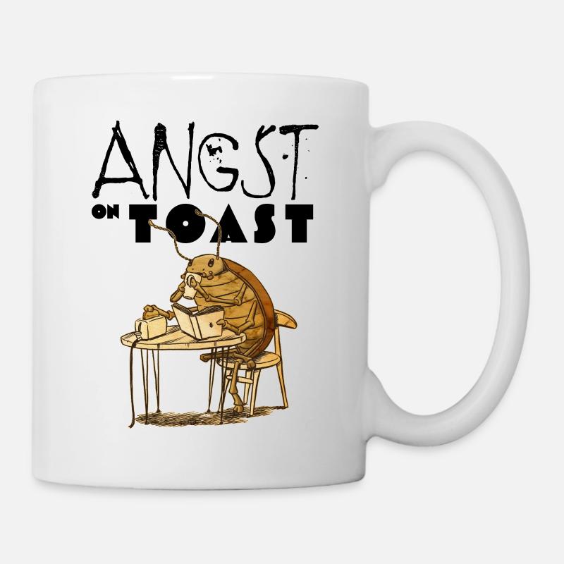 Angst auf Toast - schwarzer Text - Tasse - Weiß