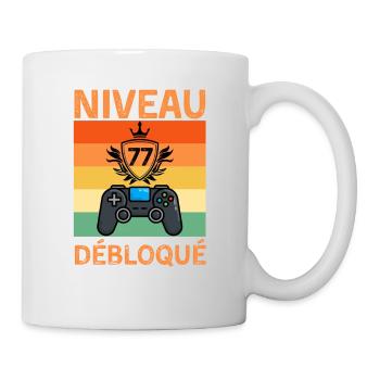 Niveau Anniversaire 77 ans Gamer humour - Mug blanc - blanc - Droite
