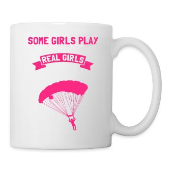 Certaines FILLES jouent avec des poupées Les vraies filles font du parachutisme - Mug blanc - blanc - Droite