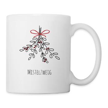 Weihnachtsmotiv Mistelzweig Weihnachten Christmas - Tasse - Weiß - Rechts