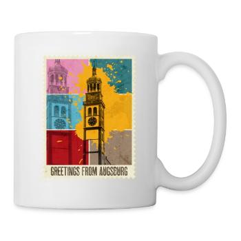 Augsburg Germany City Skyline Postage Stamp Colorful - Mug - white - Right