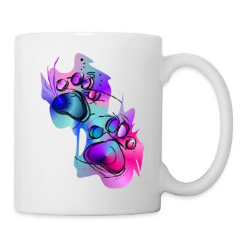 Bunte Hunde Pfoten - Tasse - Weiß - Rechts