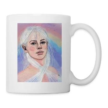 Frau mit Regenbogen - Tasse - Weiß - Rechts