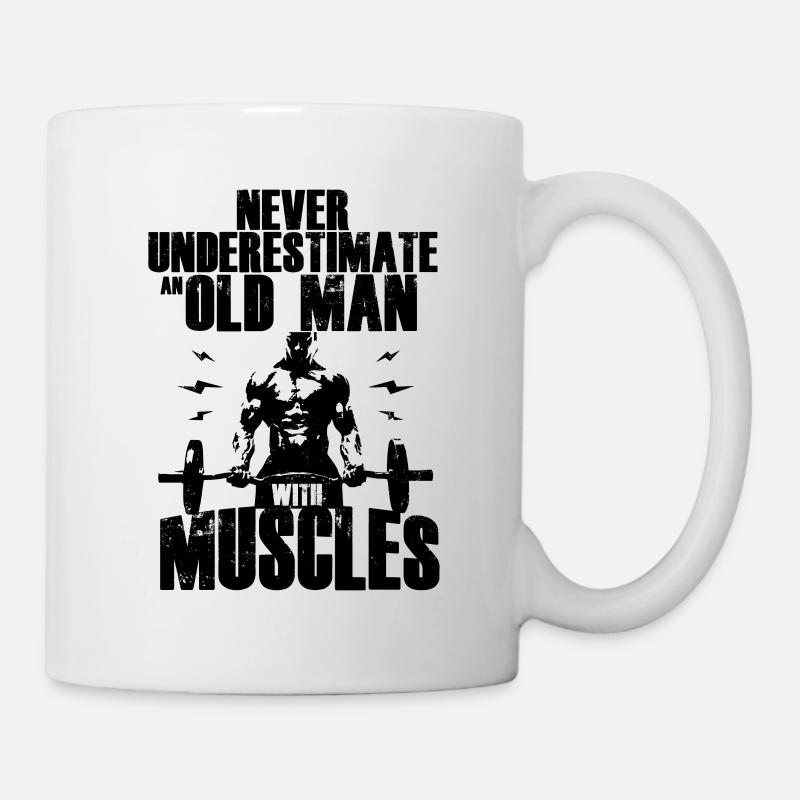 Never Underestimate An Old Man With Muscles - Mug - white