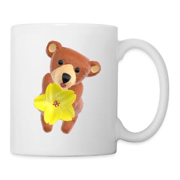Ours en peluche avec fleur et bouche baiser 3D - Mug blanc - blanc - Droite