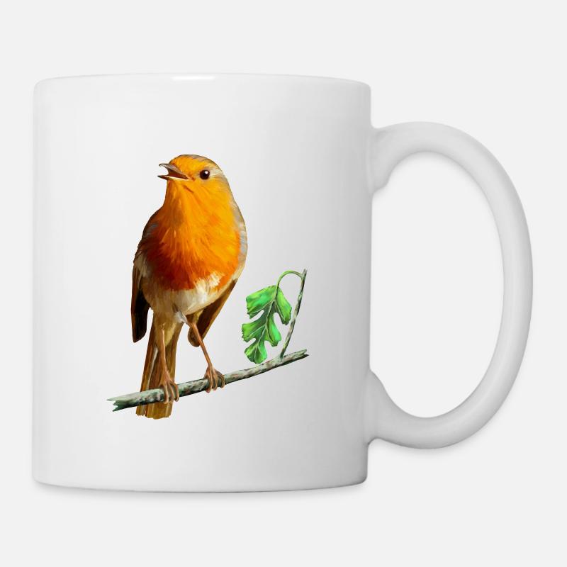 PEINTURE DE MERLE D’EUROPE - OISEAUX DE JARDIN EUROPÉENS, - Mug blanc - blanc