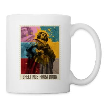 Bonn Deutschland Stadt Skyline Briefmarke Bunt - Tasse - Weiß - Rechts