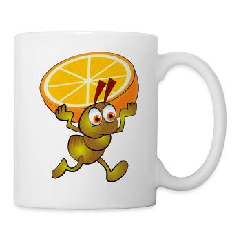 Yellow ant with a split orange - Mug - white - Right