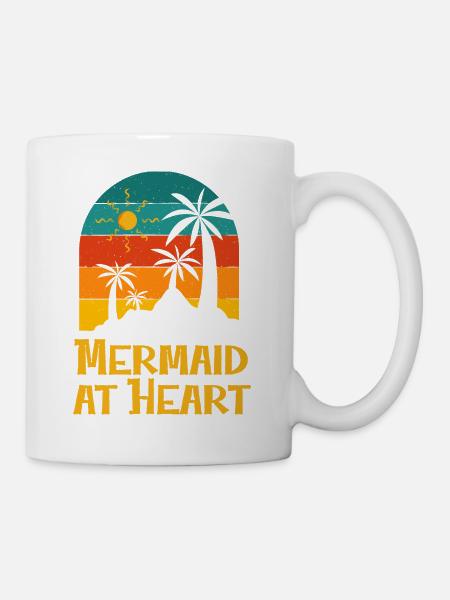 Sirène à Heart Ocean Beach Lover Sea Swimming - Mug blanc - blanc