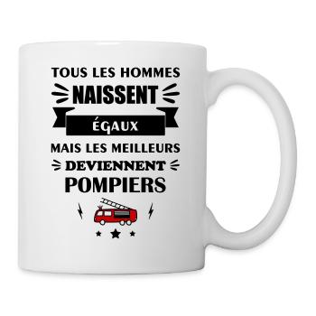 Tous les hommes naissent égaux pompier, pompiers - Mug blanc - blanc - Droite