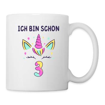 Ich bin schon 3 Einhorn - Tasse - Weiß - Rechts
