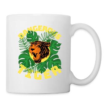 Dschungel Tiger gefährlich Tier Blätter Geschenk - Tasse - Weiß - Rechts