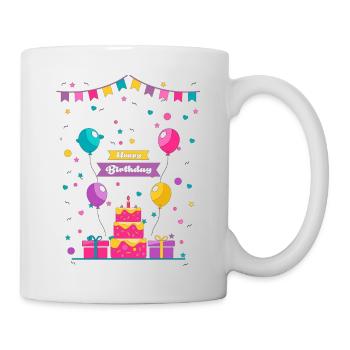 Happy Birthday Design - Tasse - Weiß - Rechts
